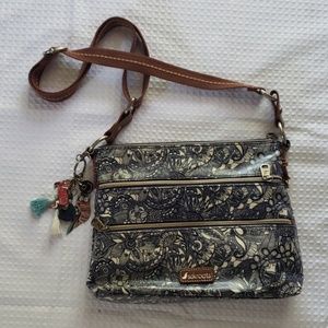 Sakroots Crossbody Navy & White Floral Design